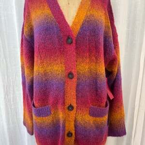 OMBRE CARDIGAN - OMBRE PINK/PURPLE/YELLOW –